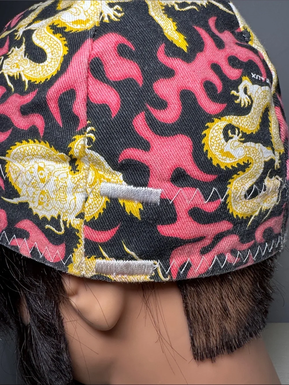 Comeaux reversible Pink & Black Dragon Print and red comfort soft Cap